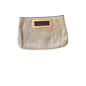 Michael Kors Woven Tan Clutch With Gold Handle Accent Coastal Beach